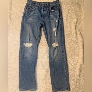 Levi's Women's Distressed Blue Straight Leg Jeans